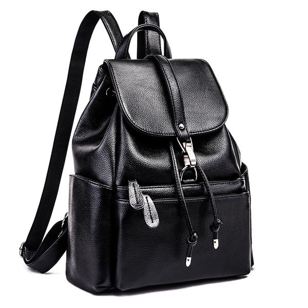 genuine leather elegant women backpack fashion solid school bags for teenager girls large capacity casual women black back c562
genuine leather elegant women backpack fashion solid school bags for teenager girls large capacity casual women black back c562