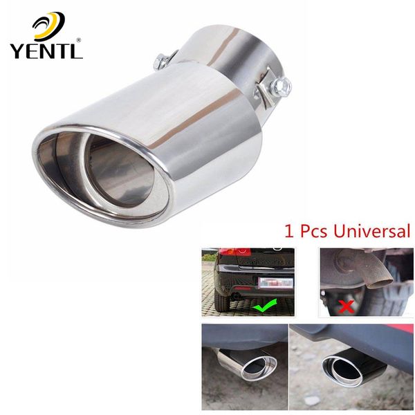 

car universal round silver stainless steel chrome exhaust tail muffler tip pipe curved exhaust tail mufler muffler tip pipe