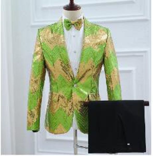 glisten sequins blazer pants men's slim suits set wedding host nightclub men singer sparkly costume 2 colors trendy clothes, White;black 
glisten sequins blazer pants men's slim suits set wedding host nightclub men singer sparkly costume 2 colors trendy clothes, White;black