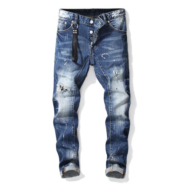 moruancle fashion men's painted jeans hi street straight ripped denim trousers for male distressed pants with holes size 28-38, Blue
moruancle fashion men's painted jeans hi street straight ripped denim trousers for male distressed pants with holes size 28-38, Blue