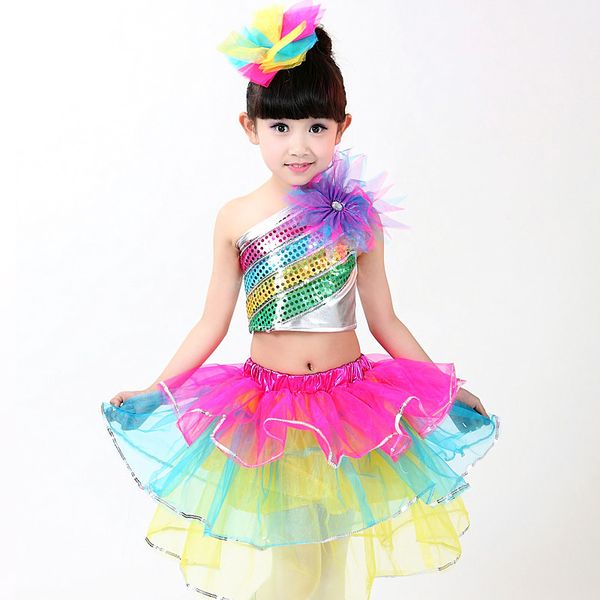 performance stage sequined rainbow color flower jazz ballet dance tutu dress two piece girls dancewear, Blue
performance stage sequined rainbow color flower jazz ballet dance tutu dress two piece girls dancewear, Blue