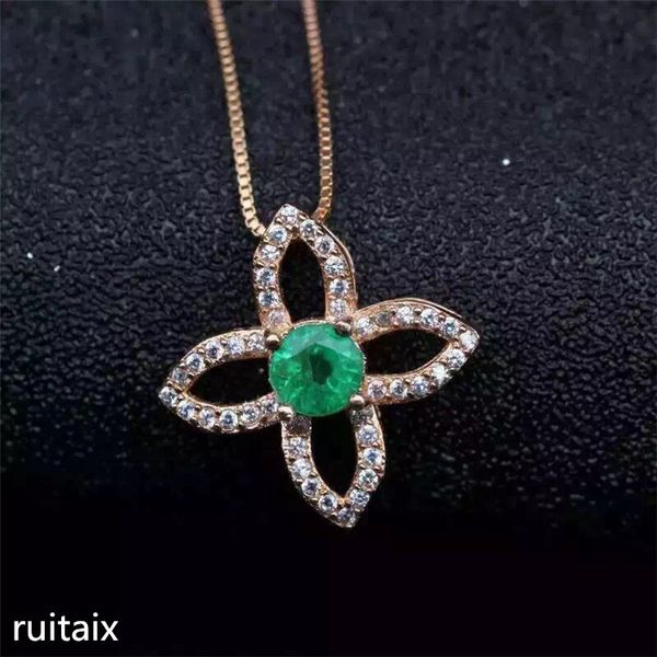 

kjjeaxcmy boutique jewels s925 pure silver natural emerald necklace inlaid jewelry female birthday jewel pendant chrysanthemum
