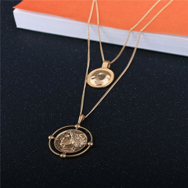 charms long chain round collar baroque necklace pendant simple vintage golden portrait trendy metal necklace women z3, Silver
charms long chain round collar baroque necklace pendant simple vintage golden portrait trendy metal necklace women z3, Silver