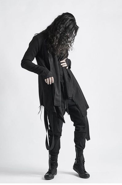 raw edge design single layer thin coat slim tide male autumn personality gothic dark cloak robes, Tan;black
raw edge design single layer thin coat slim tide male autumn personality gothic dark cloak robes, Tan;black