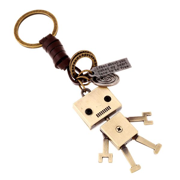 pure hand-woven leather keychain movable alloy robot creative car pendant wholesale backpack jewelry, Slivery;golden
pure hand-woven leather keychain movable alloy robot creative car pendant wholesale backpack jewelry, Slivery;golden