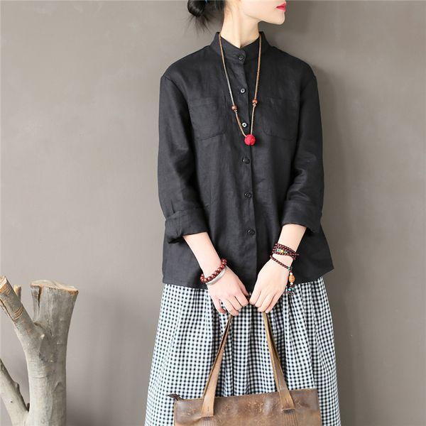 johnature women stand shirt linen blouses 2018 spring new long sleeve vintage casual white black women clothes brief shirts
johnature women stand shirt linen blouses 2018 spring new long sleeve vintage casual white black women clothes brief shirts