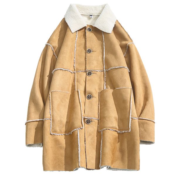autumn korean version of the trend of lamb fur suede jacket large size loose coat men's long windbreaker, Tan;black
autumn korean version of the trend of lamb fur suede jacket large size loose coat men's long windbreaker, Tan;black