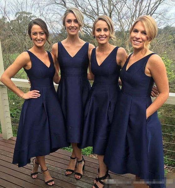 deep v neck navy blue bridesmaid dresses satin high low short with pockets maid in honor dress forma evening wedding party gown, White;pink
deep v neck navy blue bridesmaid dresses satin high low short with pockets maid in honor dress forma evening wedding party gown, White;pink
