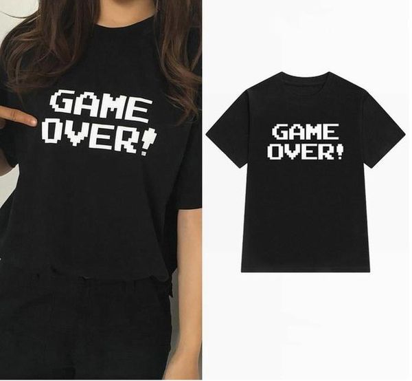 women game over letters printed solid color casual tshirts summer female crew neck tees short sleeve ing, White
women game over letters printed solid color casual tshirts summer female crew neck tees short sleeve ing, White