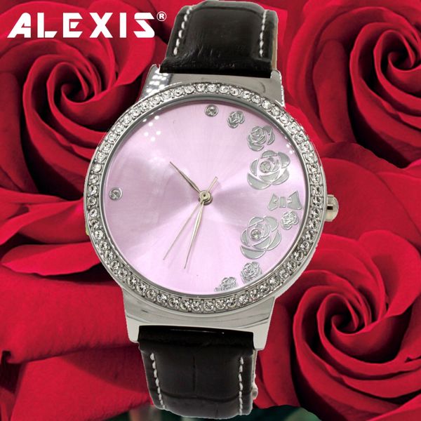 alexis silver crystal watchcase rose dial 30m tested water resistant crystal geunine leather fashion watch, Slivery;brown
alexis silver crystal watchcase rose dial 30m tested water resistant crystal geunine leather fashion watch, Slivery;brown