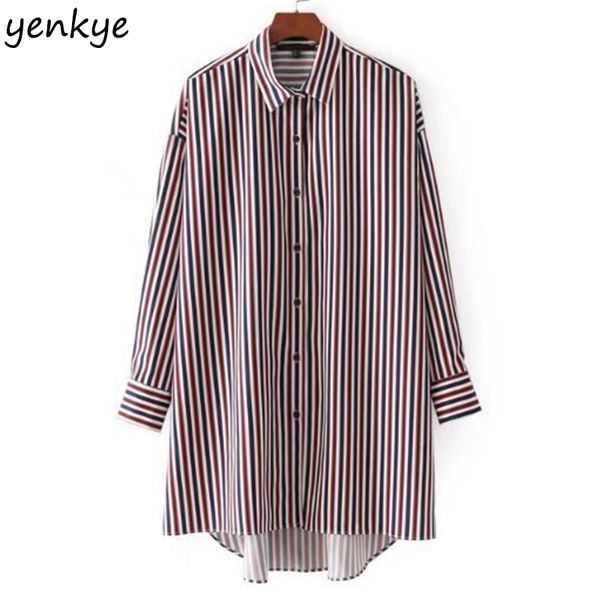 women striped long shirt oversized blouse turn-down collar long sleeve casual ladies shirts plus size clothing streetwear, White
women striped long shirt oversized blouse turn-down collar long sleeve casual ladies shirts plus size clothing streetwear, White