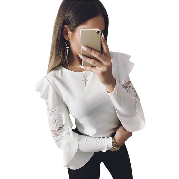 hollow out ruffle lace blouses for women long flare sleeve tunic 2018 spring summer ladies causal cotton tee shirts femme, White
hollow out ruffle lace blouses for women long flare sleeve tunic 2018 spring summer ladies causal cotton tee shirts femme, White