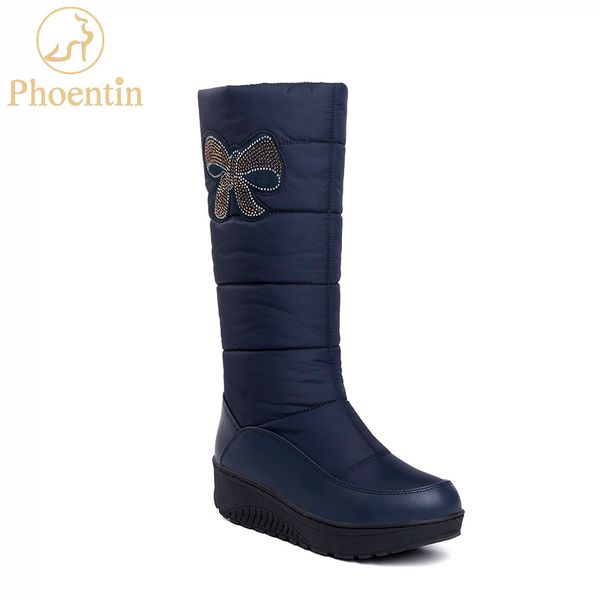 

phoentin blue winter women boots russia down snow boots female 2018 mid-calf warm booties platform appliques woman shoes ft553, Black
