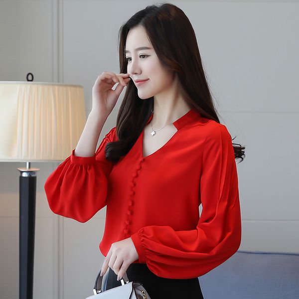 2018 spring long lantern sleeve v neck chiffon blouses women office work loose chiffon shirts red solid white
2018 spring long lantern sleeve v neck chiffon blouses women office work loose chiffon shirts red solid white