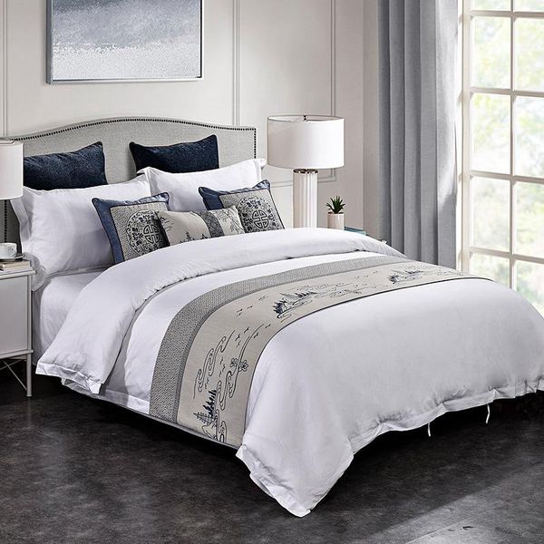 

6pcs bedding set chinese home l bedroom decor bed runner home decorative pillowcase euro cushion cover 18" 20" luxury