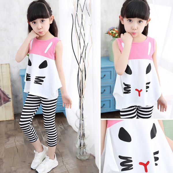 girls clothes set summer kids cute cartoon t-shirt striped pants outfit suit 2pcs sleeveless children, White
girls clothes set summer kids cute cartoon t-shirt striped pants outfit suit 2pcs sleeveless children, White