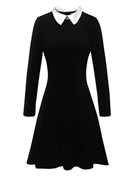 aphratti women's long sleeve casual peter pan collar fit and flare skater dress, Black;gray
aphratti women's long sleeve casual peter pan collar fit and flare skater dress, Black;gray