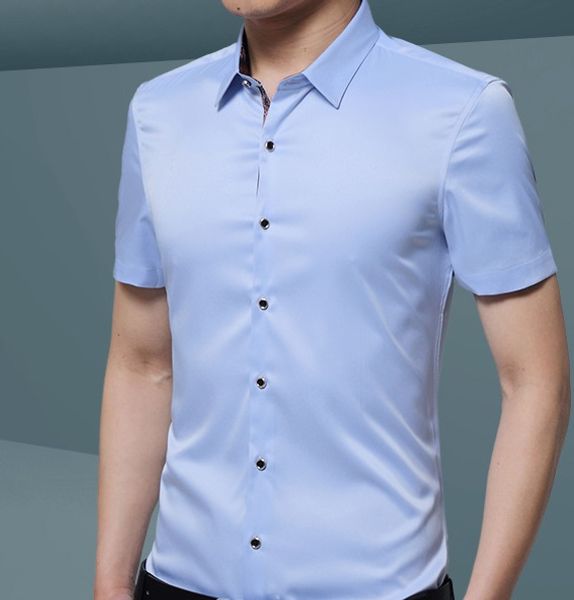 2018 mens silk cotton dress shirts slim fit short sleeve casual button down shirts, business formal shirts, White;black
2018 mens silk cotton dress shirts slim fit short sleeve casual button down shirts, business formal shirts, White;black