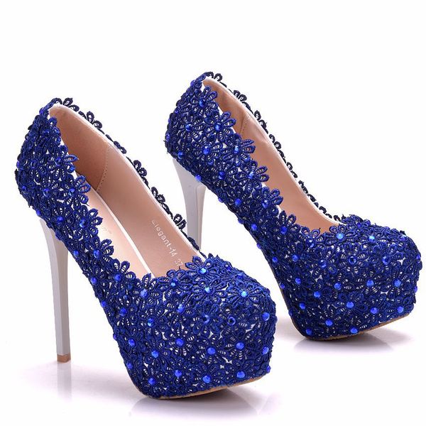new summer elegant round toe shoes for women blue lace flowers high heel wedding shoes thick heels crystal plus size shoes, Black
new summer elegant round toe shoes for women blue lace flowers high heel wedding shoes thick heels crystal plus size shoes, Black