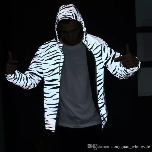3m reflective jackets men women casual stripes jacket coat night sporting windbreaker outwear, Black;brown
3m reflective jackets men women casual stripes jacket coat night sporting windbreaker outwear, Black;brown