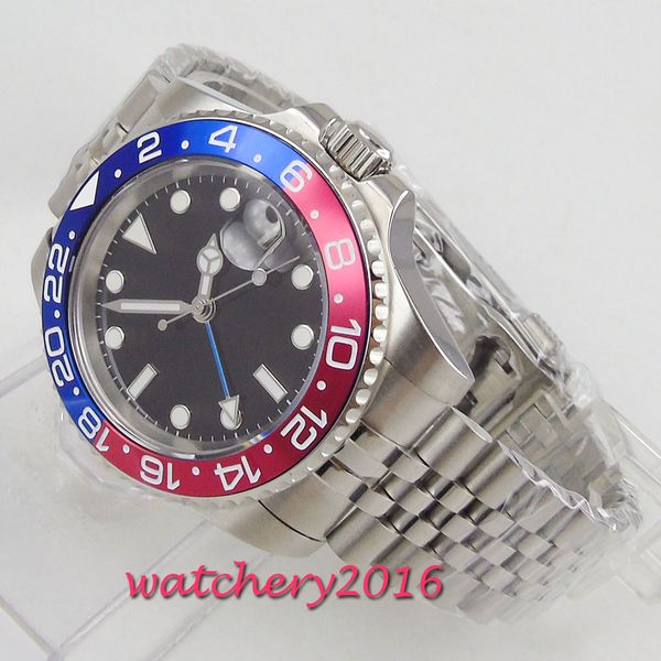 40mm sterile dial sapphire glass gmt rotating bezel super lume band automatic movement men's watch relogio masculino, Slivery;brown
40mm sterile dial sapphire glass gmt rotating bezel super lume band automatic movement men's watch relogio masculino, Slivery;brown