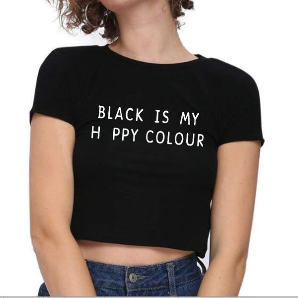 new harajuku cropped women t-shirt print black is my happy color letter tee black short streetwear tshirt fashion, White
new harajuku cropped women t-shirt print black is my happy color letter tee black short streetwear tshirt fashion, White