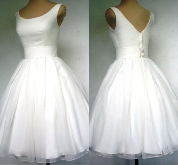 vintage short wedding dresses 2018 simple scoop neck sleeveless satin knee length backless puffy wedding gowns short bridal dresses, White
vintage short wedding dresses 2018 simple scoop neck sleeveless satin knee length backless puffy wedding gowns short bridal dresses, White