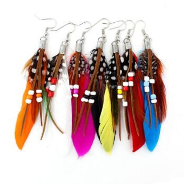 women feather earrings colorful pierced dangle bead earring fashion ladies tassel earring bohemia tassel feather earring 10 colors, Silver
women feather earrings colorful pierced dangle bead earring fashion ladies tassel earring bohemia tassel feather earring 10 colors, Silver