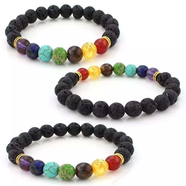 7 chakra black lava volcanic stone bracelet natural stone yoga bracelets healing reiki prayer balance buddha beads bracelet, Golden;silver
7 chakra black lava volcanic stone bracelet natural stone yoga bracelets healing reiki prayer balance buddha beads bracelet, Golden;silver