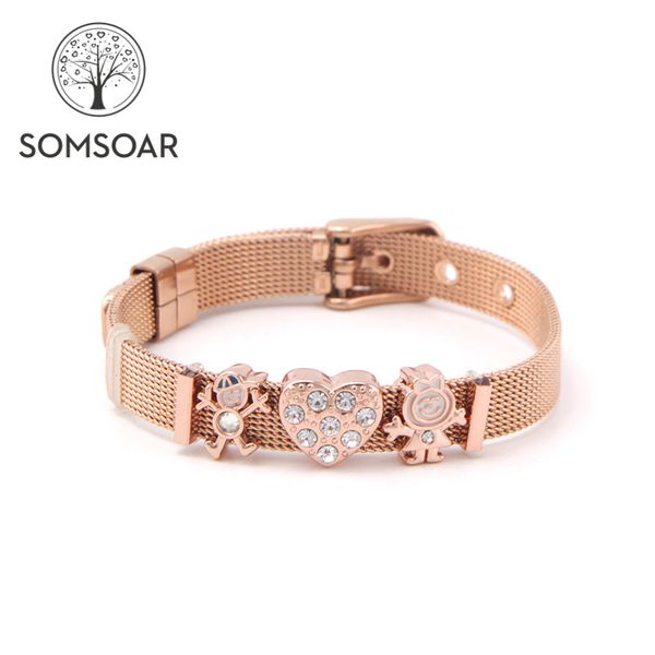 drop shipping somsoar jewelry 8mm width rose gold boy love girls slide charm mesh bracelet set kids child bracelet, Golden;silver
drop shipping somsoar jewelry 8mm width rose gold boy love girls slide charm mesh bracelet set kids child bracelet, Golden;silver