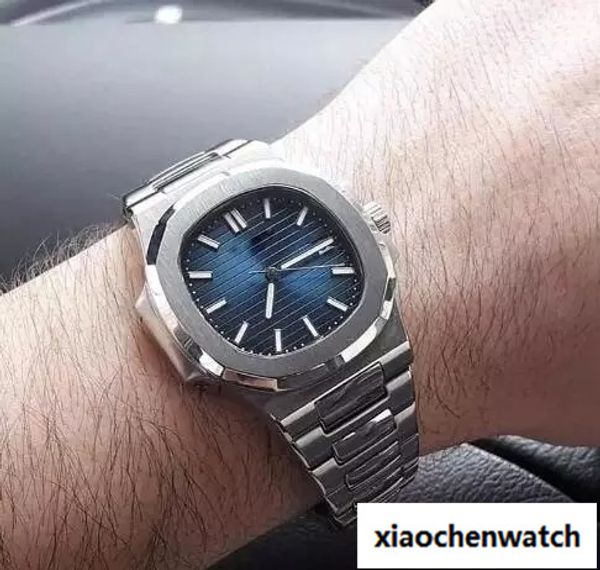 Luxury brand high quality automatic Mechanical men watch blue dial Sapphire stainless steel Transparent glass back men's watches