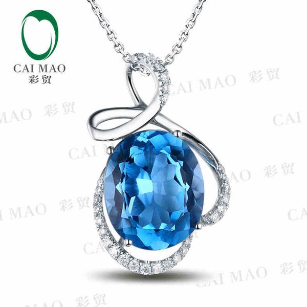 

caimao 18kt/750 white gold 5.52 ct natural if blue z & 0.27 ct full cut diamond engagement gemstone pendant jewelry, Silver
