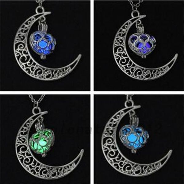 the moon heart necklace noctilucence glow in the dark essential oil diffuser necklace lockets chains pendant for women, Silver
the moon heart necklace noctilucence glow in the dark essential oil diffuser necklace lockets chains pendant for women, Silver