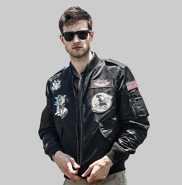 new autumn us men's clothing embroidery badge ma1 pilot flight bomber jacket coat letterman varsity slim thicken outerwear, Black;brown
new autumn us men's clothing embroidery badge ma1 pilot flight bomber jacket coat letterman varsity slim thicken outerwear, Black;brown
