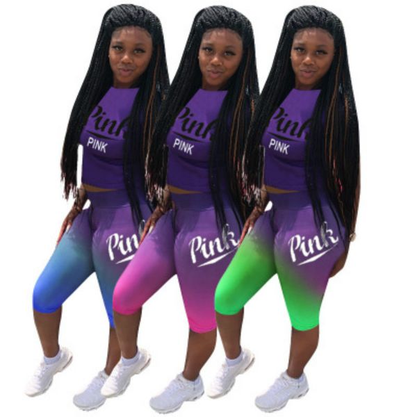 Pink letter women clothing track uit t hirt tee hort pant two piece et female ummer gradient color outfit 3 color 3xl
Pink letter women clothing track uit t hirt tee hort pant two piece et female ummer gradient color outfit 3 color 3xl