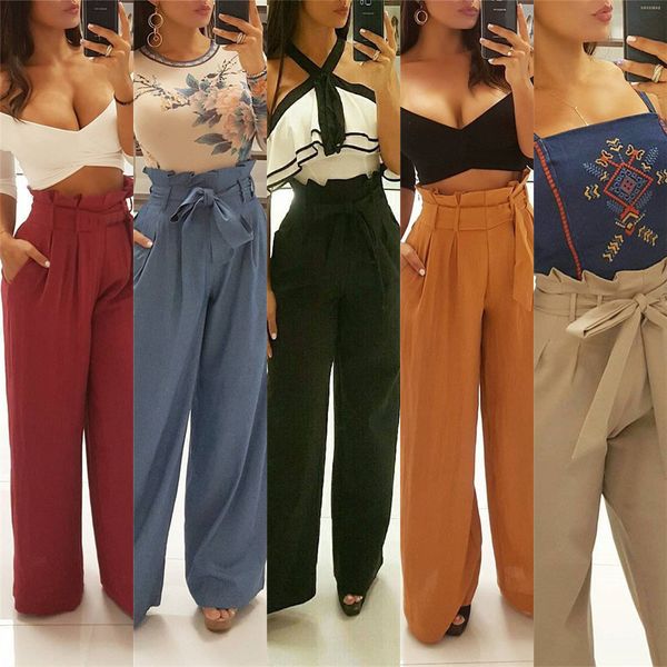 Solid Color Fashion Women Long Trousers Ladies OL Casual Bow-knot Harem Wide Leg Comfy Pants 
Solid Color Fashion Women Long Trousers Ladies OL Casual Bow-knot Harem Wide Leg Comfy Pants