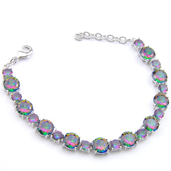 5pcs luckyshine sparking trendy fire round rainbow mystic z cubic zirconia silver flower chain bracelets bangles holiday wedding party, Black
5pcs luckyshine sparking trendy fire round rainbow mystic z cubic zirconia silver flower chain bracelets bangles holiday wedding party, Black