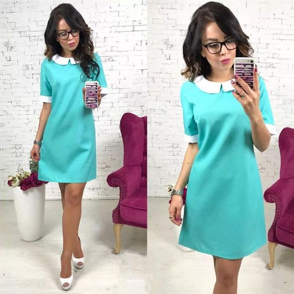 2018 new fashion summer short sleeve office shirt dress women white collar splice casual loose party wine red blue mini dress, White;black
2018 new fashion summer short sleeve office shirt dress women white collar splice casual loose party wine red blue mini dress, White;black