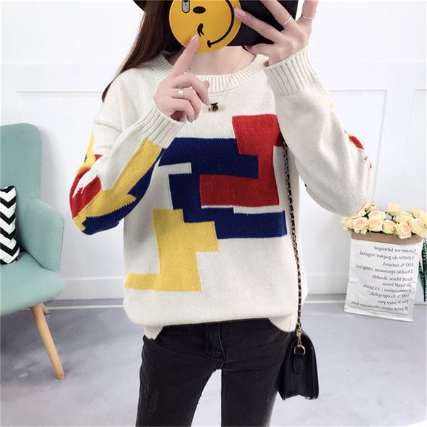 women sweaters knitting pullover 2018 autumn winter female casual loose long sleeve warm knitted sweater women jumper sweter, White;black
women sweaters knitting pullover 2018 autumn winter female casual loose long sleeve warm knitted sweater women jumper sweter, White;black