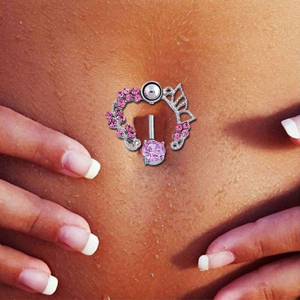 fashion hollow belly button rings body bell ring bars piercings navel piercing gothic fine jewelry, Silver