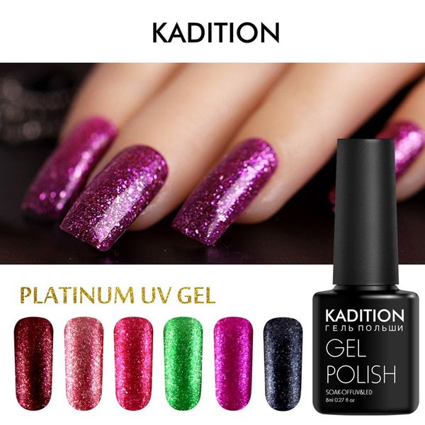 kadition platinum nail gel polish 8ml soak off glitter color uv gel lacquer semi permanent bling sequins nail art varnishes, Red;pink
kadition platinum nail gel polish 8ml soak off glitter color uv gel lacquer semi permanent bling sequins nail art varnishes, Red;pink