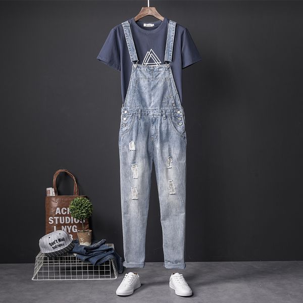 5xl new 2018 men's clothing hair stylist fashion conjoined jeans broken beggar pants garment bib pants plus size costumes, Blue
5xl new 2018 men's clothing hair stylist fashion conjoined jeans broken beggar pants garment bib pants plus size costumes, Blue