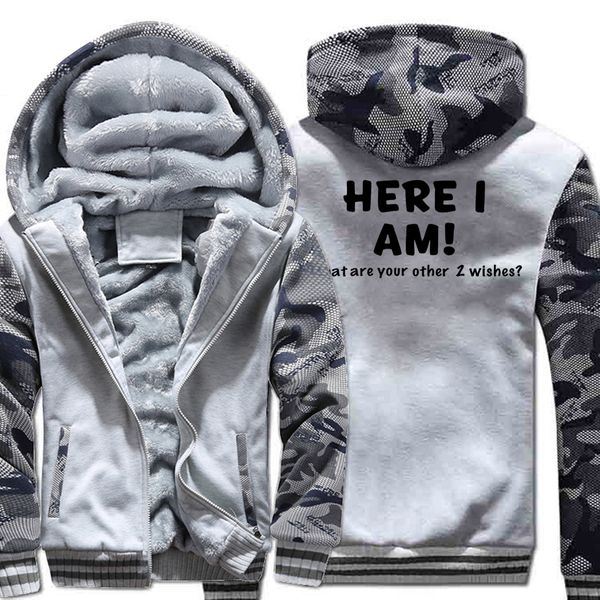 

sweatshirts men print here i am hoody 2017 winter thick hoodie brand camouflage sweatshirt tracksuit hipster sale, Black