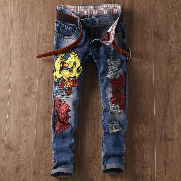 sell fashion gold dragon blue jeans men slim fit autumn denim jeans male long denim pants casual personality
sell fashion gold dragon blue jeans men slim fit autumn denim jeans male long denim pants casual personality