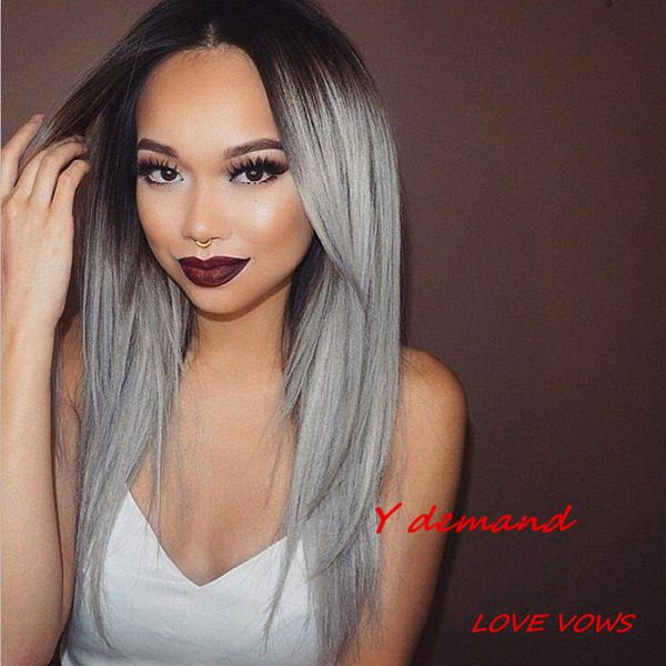 fashion black ombre grey long synthetic wigs straight natural perucas for black women afro perruque cosplay wig
fashion black ombre grey long synthetic wigs straight natural perucas for black women afro perruque cosplay wig