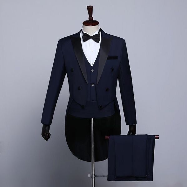 2018 male classic black white navy blue tailcoat tuxedo wedding grooms suits for men party prom banquet stage singers costume, White;black
2018 male classic black white navy blue tailcoat tuxedo wedding grooms suits for men party prom banquet stage singers costume, White;black