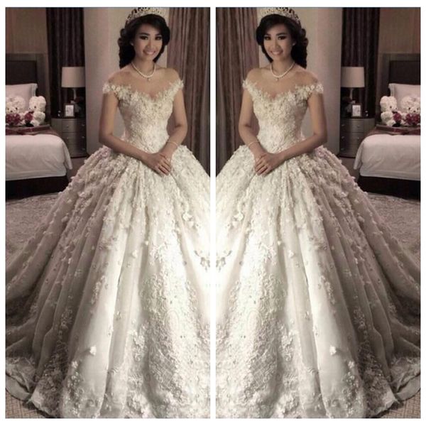 2018 sheer o-neck princess wedding dresses ball gown cap sleeves lace up back chapel train bridal gowns luxury vestido de mariee, White
2018 sheer o-neck princess wedding dresses ball gown cap sleeves lace up back chapel train bridal gowns luxury vestido de mariee, White