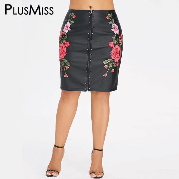 plusmiss plus size floral embroidered pu leather pencil skirt women high waist embroidery faux black knee length skirts female
plusmiss plus size floral embroidered pu leather pencil skirt women high waist embroidery faux black knee length skirts female