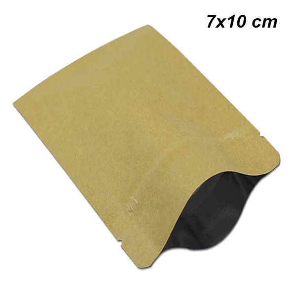 100pcs 7x10cm Kraft Paper Mylar Zipper Lock Food Long Term Storage Bags Grip Seal Aluminum Foil Packaging Bags For Dehydrated Fruits Bags