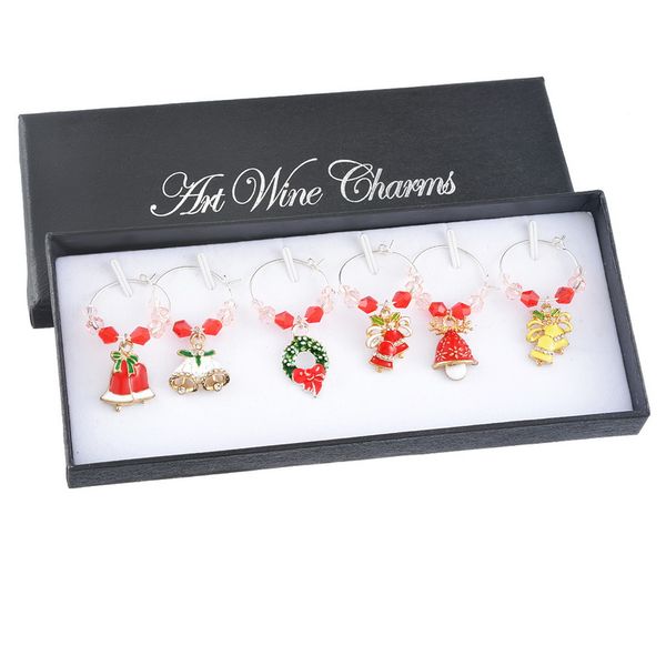 1set/6pcs red enamel charms set christmas series wine glass charms set with box for christmas table decor mixed new year gift, Bronze;silver
1set/6pcs red enamel charms set christmas series wine glass charms set with box for christmas table decor mixed new year gift, Bronze;silver